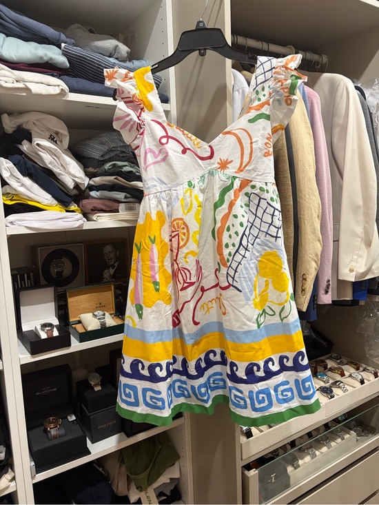 Prosperina Dresses & Skirts - White Multicolor Floral Sundress with Ruffled Straps